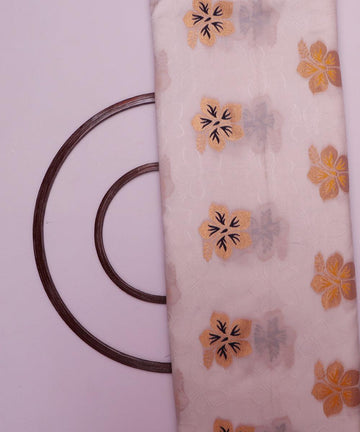 white and yellow floral pattern brocade jacquard fabric b146 5853